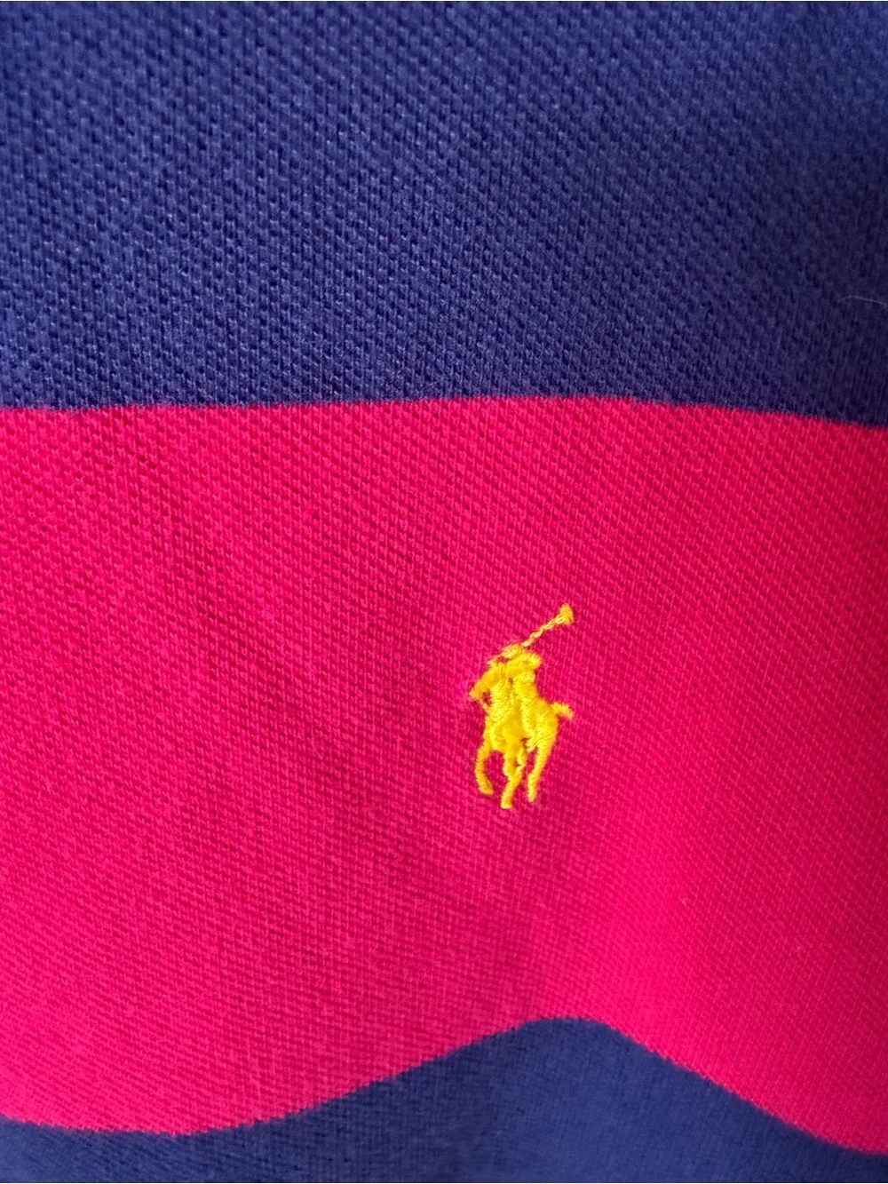 Ralph Lauren Men’s Navy Polo with Pink, Lime & Orange Stripes